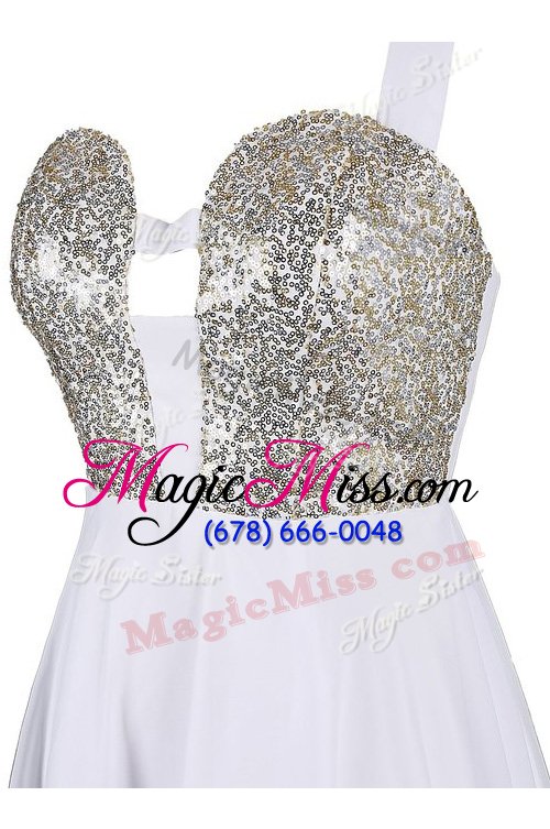wholesale adorable sequins white and navy blue sleeveless chiffon criss cross homecoming dress for prom and party
