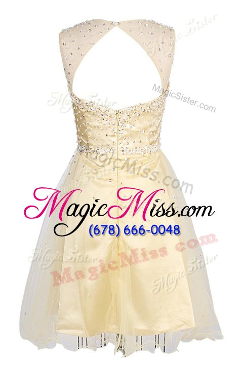 wholesale champagne scoop zipper sequins homecoming dress sleeveless