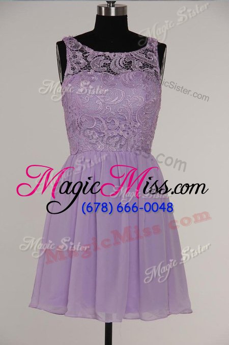 wholesale vintage lace knee length purple prom dresses scoop sleeveless zipper