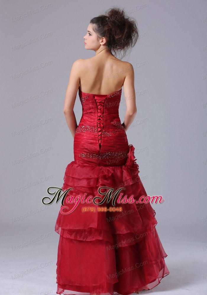 wholesale mermaid ruffles red sweetheart organza 2013 prom dress with beading