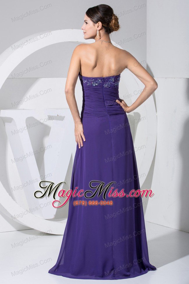 wholesale beading and ruch decorate bodice purple 2013 prom dress floor-length