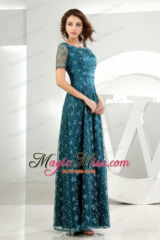 wholesale empire scoop tulle embroidery ankle-length mother of the bride dress teal