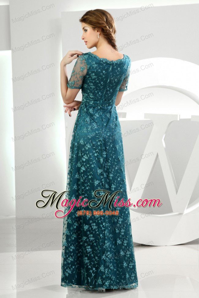 wholesale empire scoop tulle embroidery ankle-length mother of the bride dress teal