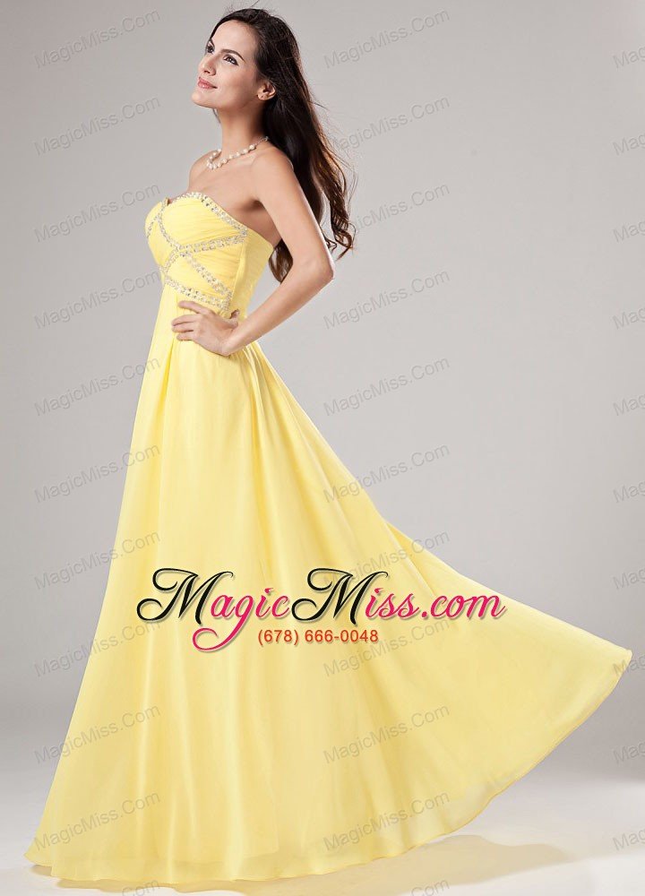 wholesale sweetheart chiffon beading floor-length prom dress empire yellow