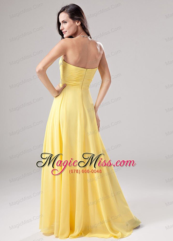 wholesale sweetheart chiffon beading floor-length prom dress empire yellow