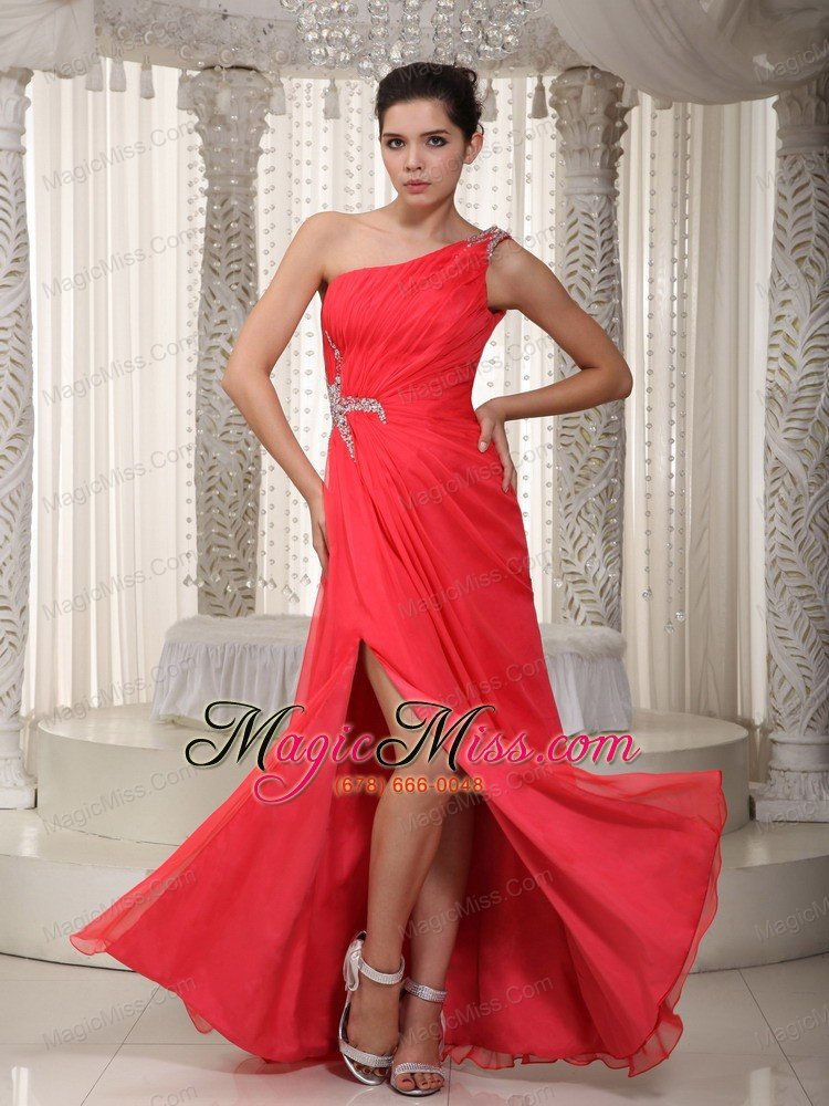 wholesale elegant empire one shoulder floor-length chiffon beading prom / evening dress