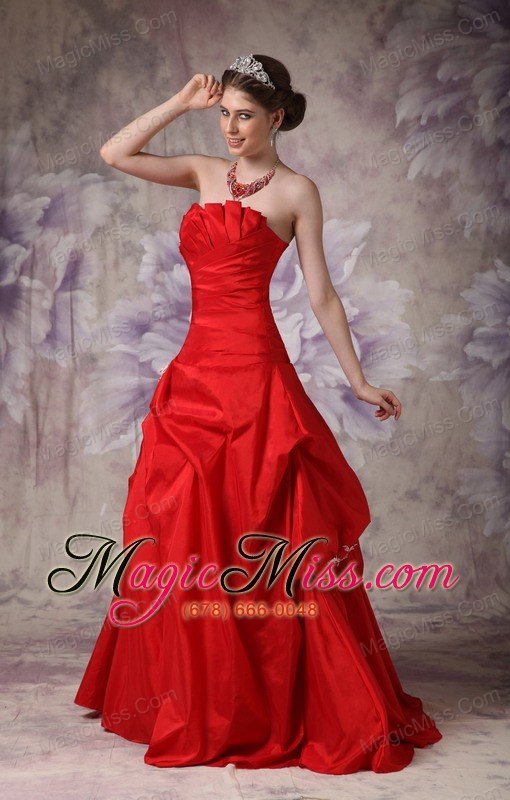 wholesale red a-line sweetheart brush train taffeta appliques prom dress