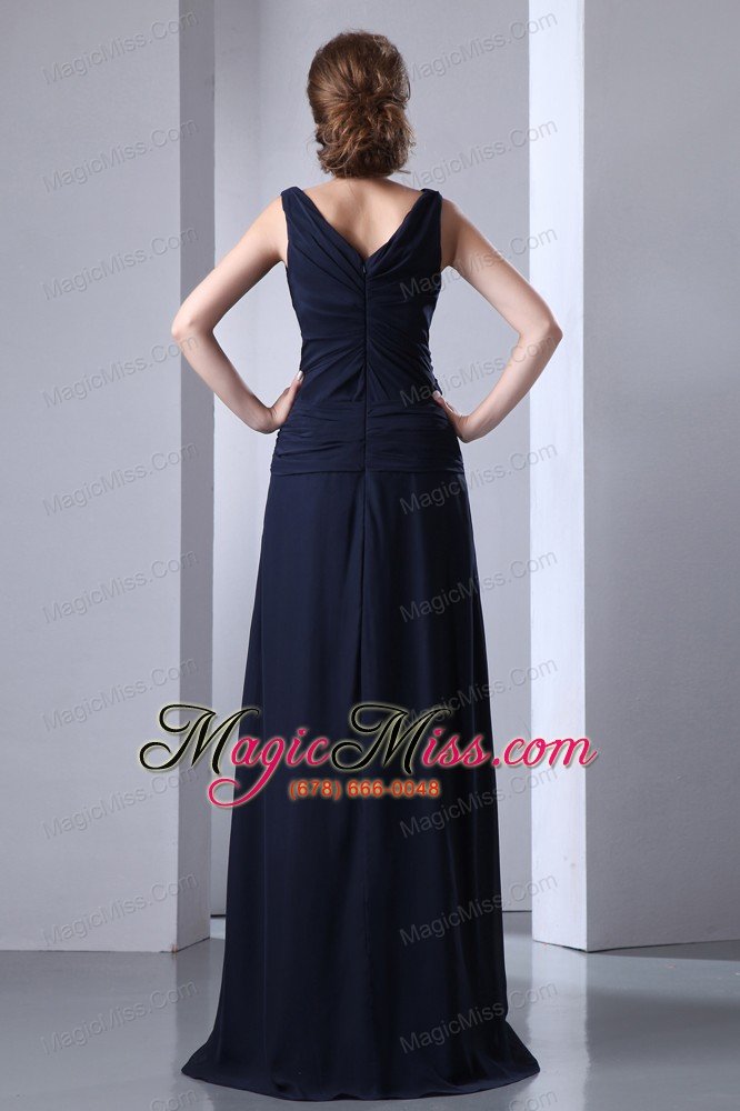 wholesale black empire v-neck floor-length chiffon ruch prom dress