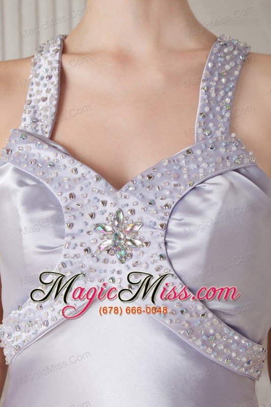 wholesale silver column straps brush train satin beading prom / celebrity dress