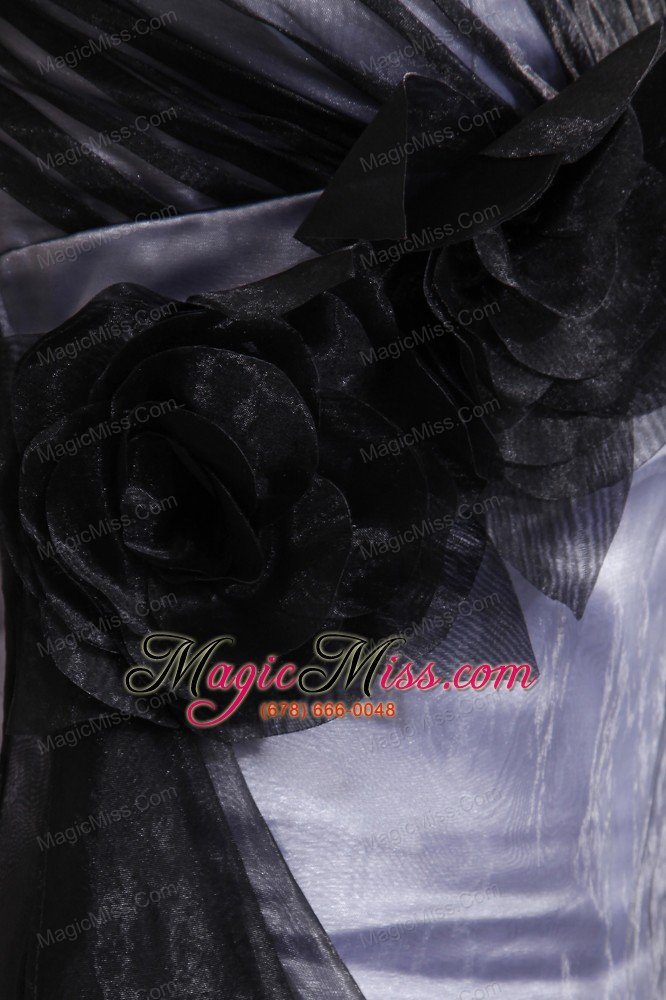 wholesale romantic black column v-neck hand made flower mother of the bride dress floor-length organza