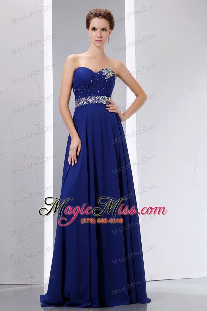 wholesale best royal blue empire sweetherart prom dress chiffon beading floor-length