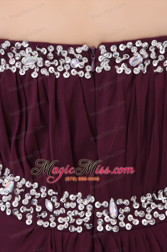 wholesale beautiful dark purple prom / evening dress strapless brush train chiffon beading empire