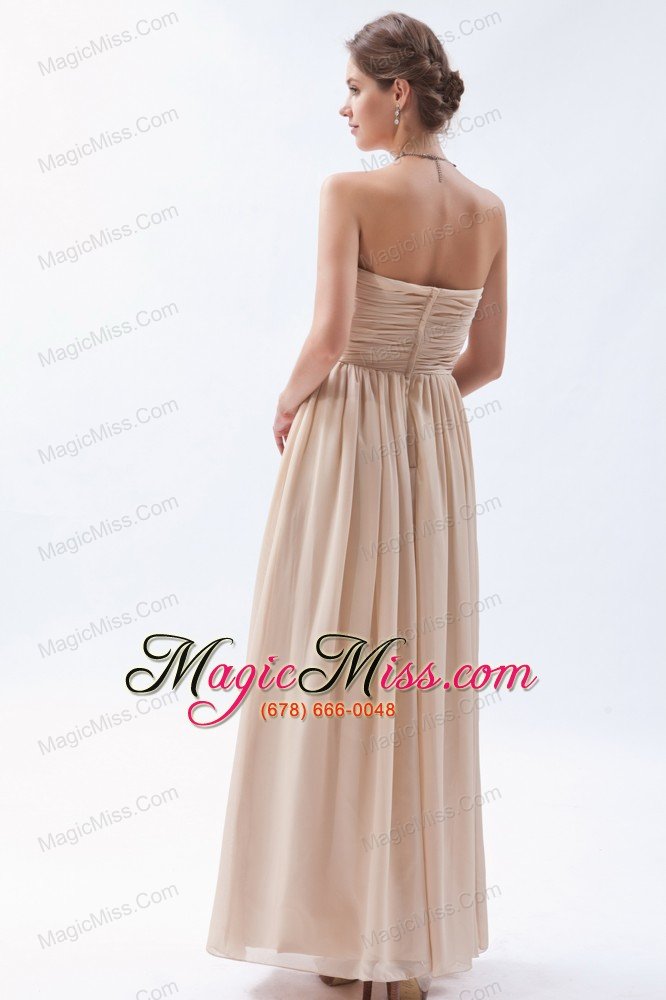 wholesale champagne empire sweetheart floor-length chiffon ruch prom dress