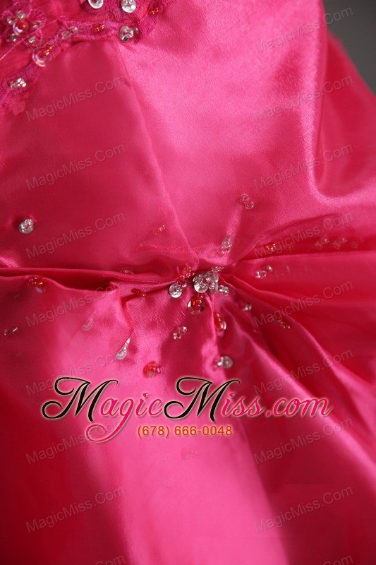 wholesale fuchsia a-line / princess strapless floor-length taffeta beading prom / evening dress