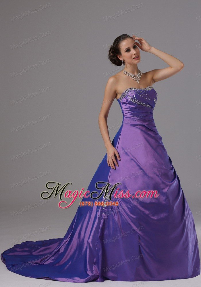 wholesale a-line eggplant purple and beaded decorate bust for prom dress in alaska