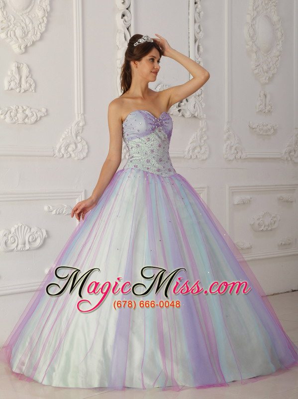 wholesale multi-color a-line / princess sweetheart floor-length taffeta and tulle beading and sequins quinceranera dress