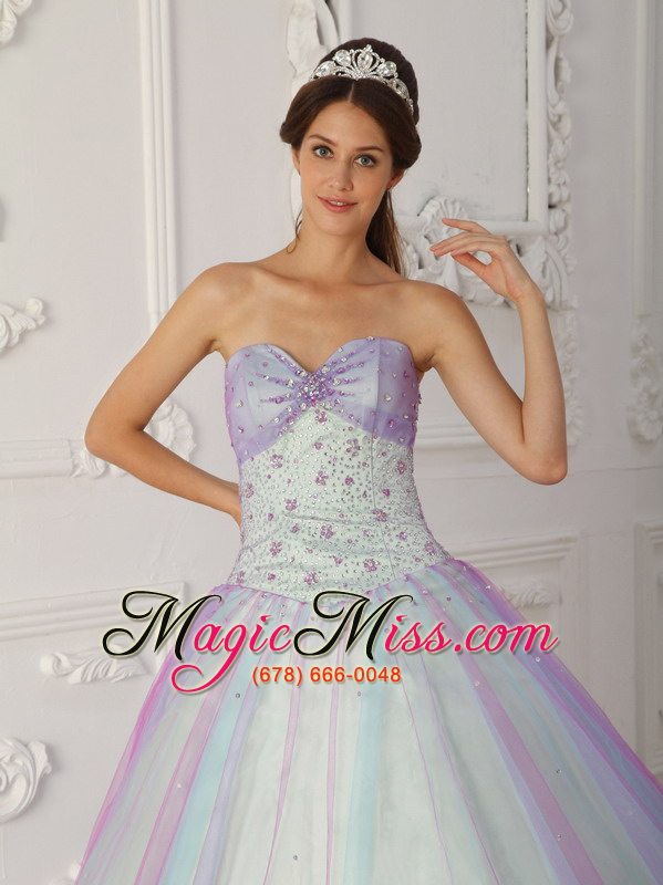 wholesale multi-color a-line / princess sweetheart floor-length taffeta and tulle beading and sequins quinceranera dress