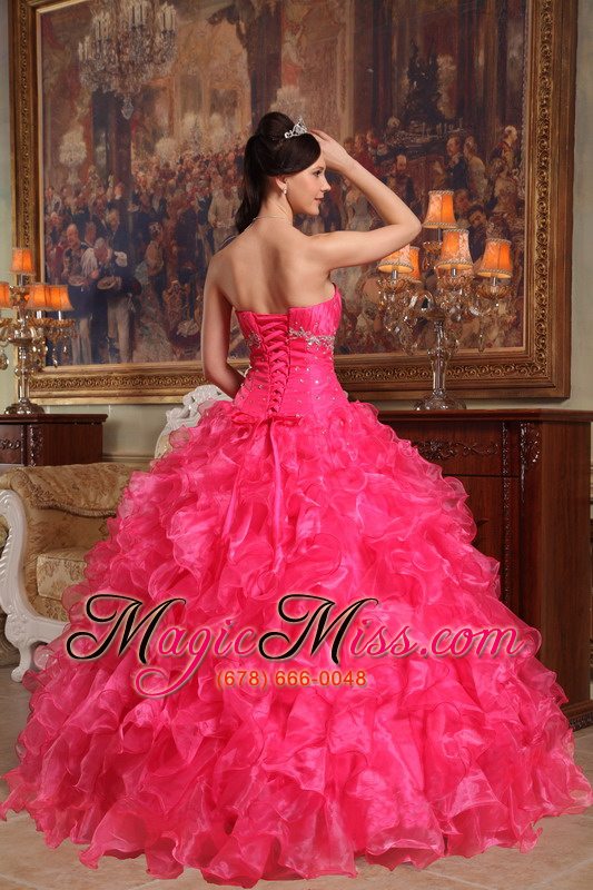 wholesale red ball gown sweetheart floor-length organza beading quinceanera dress