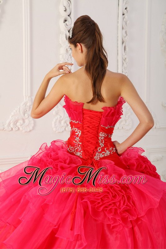 wholesale red ball gown strapless floor-length taffeta and organza quinceanera dress
