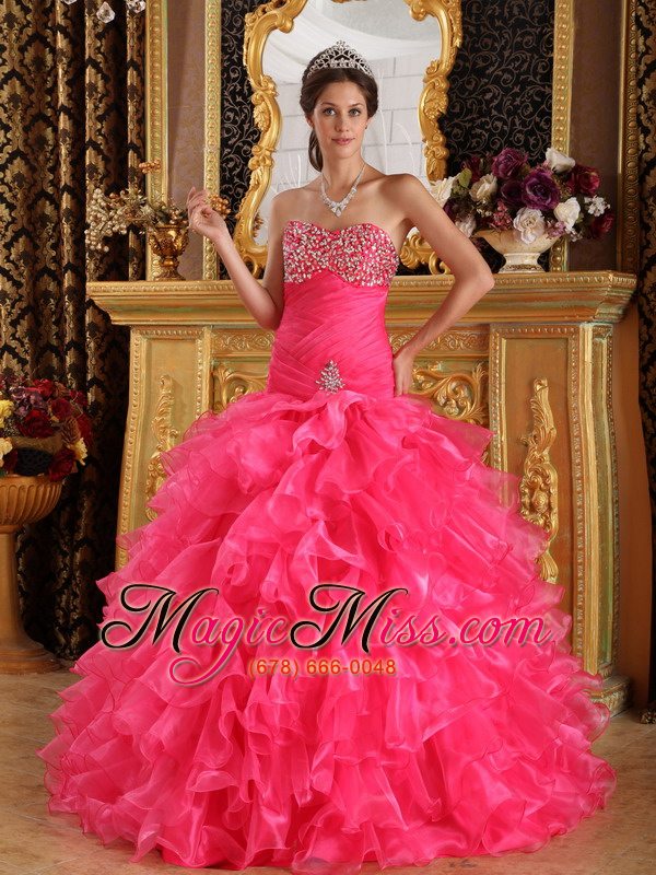 wholesale exclusive ball gown sweetheart floor-length organza beading quinceanera dress