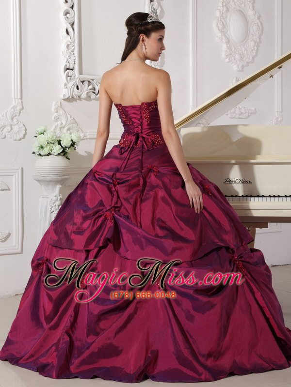 wholesale fuchsia ball gown sweetheart floor-length taffeta appilques quinceanera dress