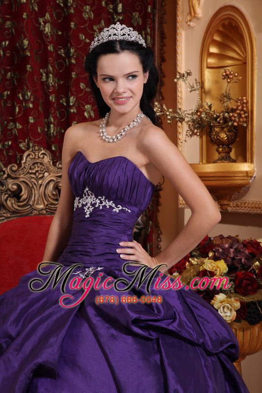 wholesale purple ball gown sweetheart floor-length taffeta embroidery quinceanera dress