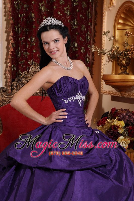 wholesale purple ball gown sweetheart floor-length taffeta embroidery quinceanera dress