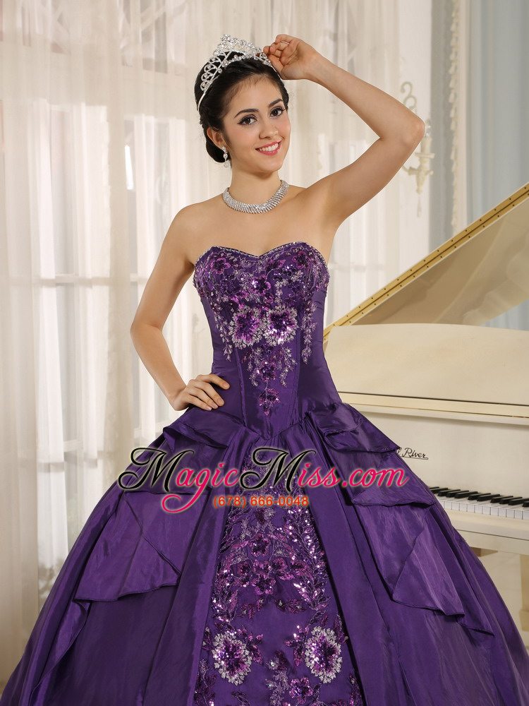 wholesale eggplant purple embroidery quinceanera dress with sweetheart in 2013