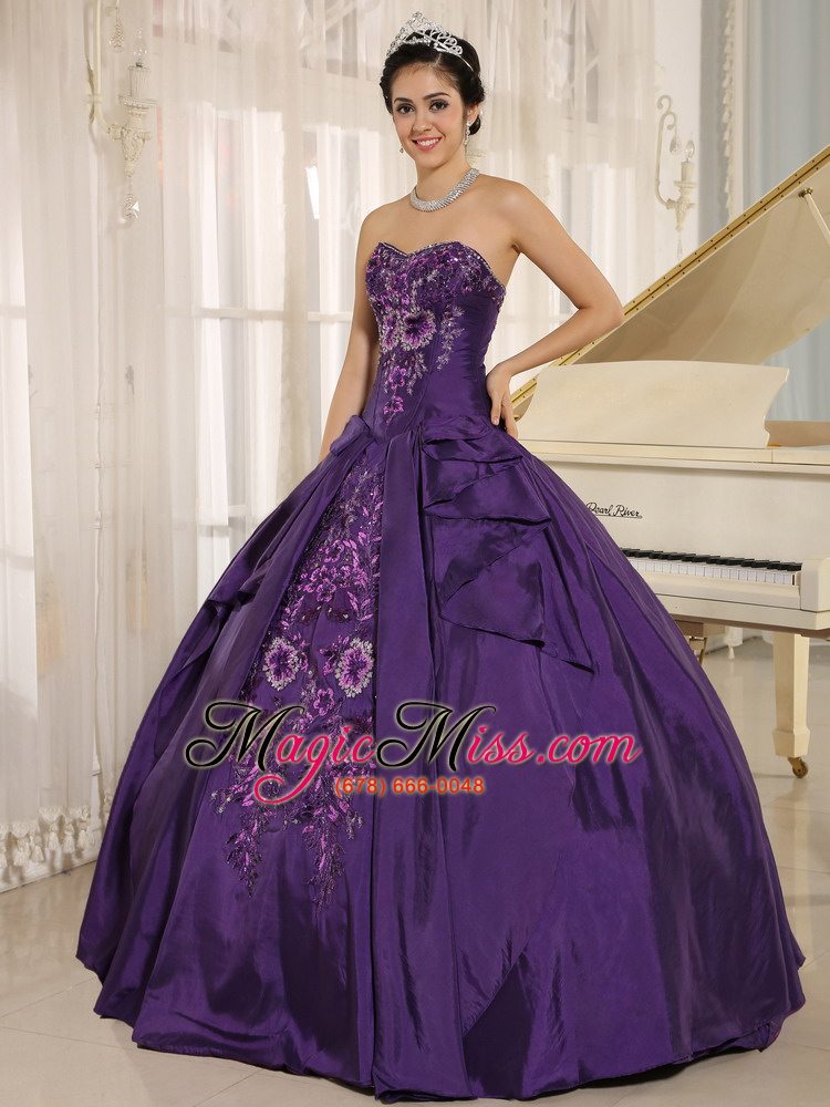 wholesale eggplant purple embroidery quinceanera dress with sweetheart in 2013