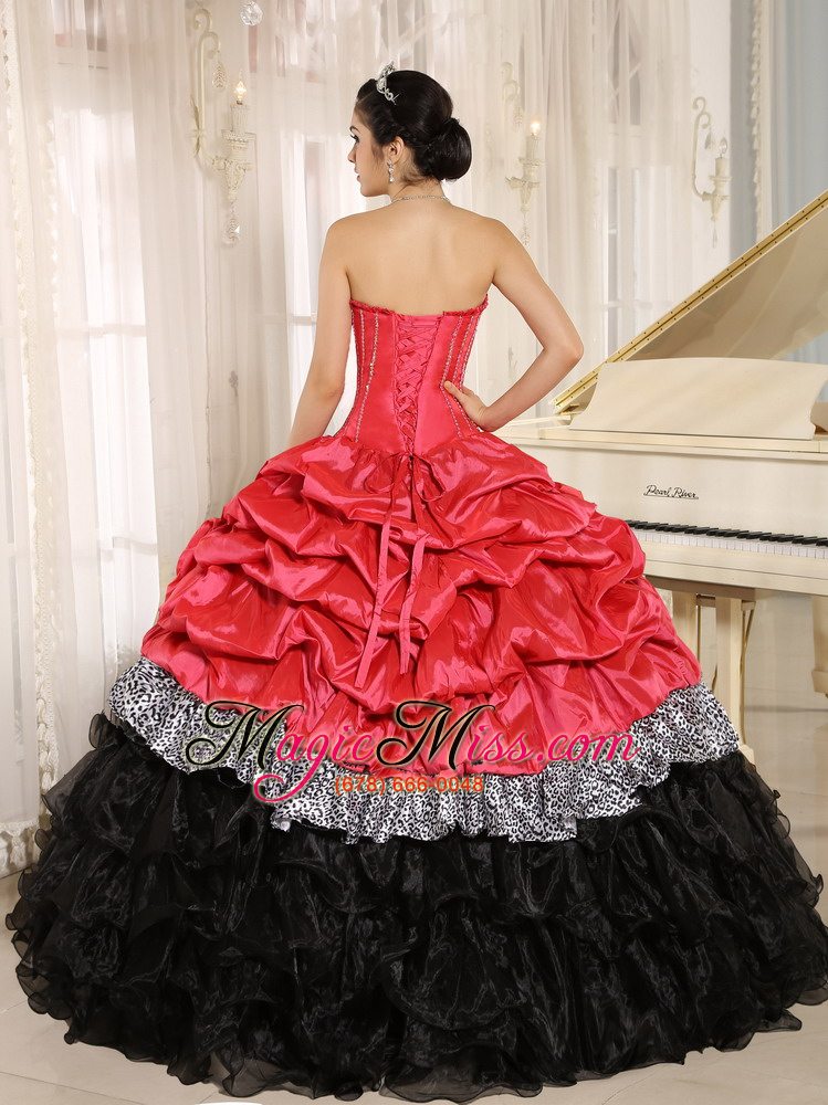 wholesale watermelon and black sweetheart ruffles quinceanera dress with floor-length in salta