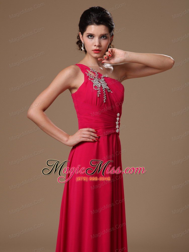 wholesale coral red one shoulder floor-length beaded customize 2013 new arrival prom gowns