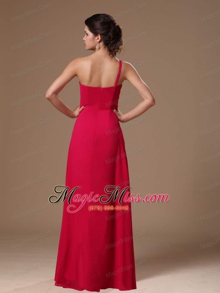 wholesale coral red one shoulder floor-length beaded customize 2013 new arrival prom gowns