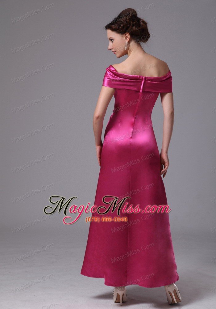 wholesale hot pink off the shoulder ankle-length mother of the bride dress for custom made in duluth georgia