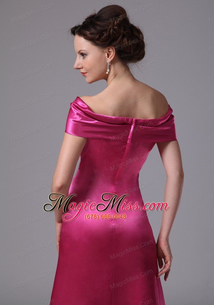 wholesale hot pink off the shoulder ankle-length mother of the bride dress for custom made in duluth georgia