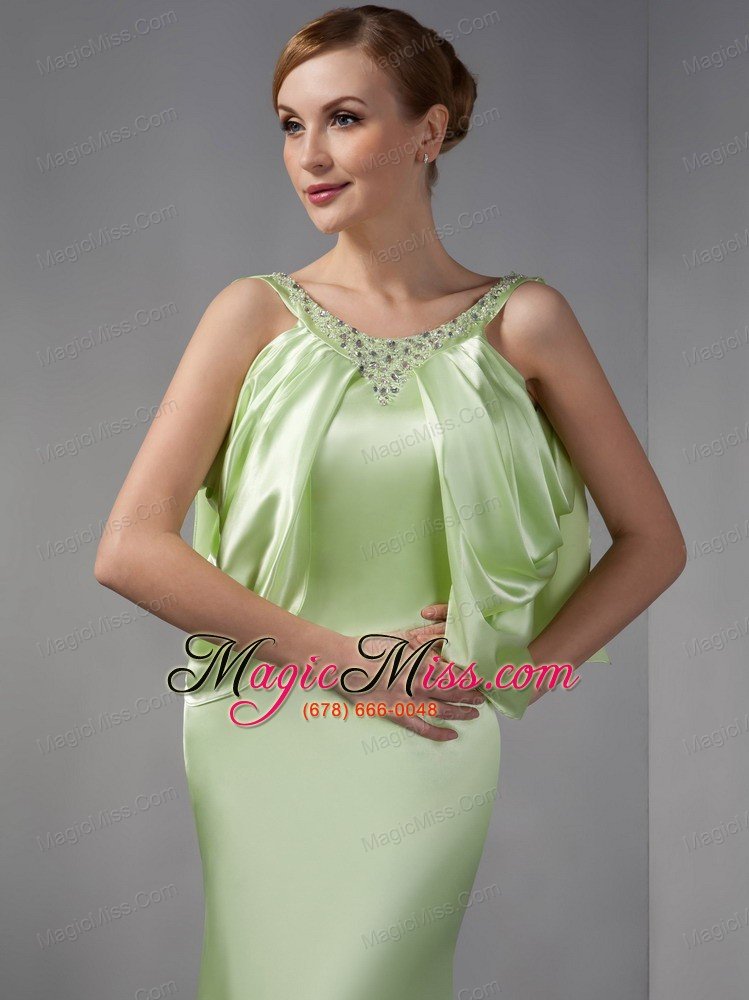wholesale spring green column scoop floor-length taffeta beading prom dress