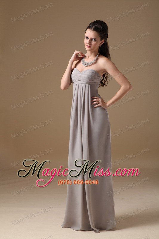 wholesale grey empire sweetheart floor-length chiffon ruch bridesmaid dress