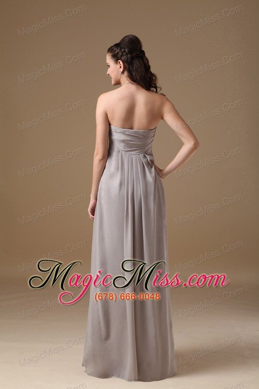 wholesale grey empire sweetheart floor-length chiffon ruch bridesmaid dress