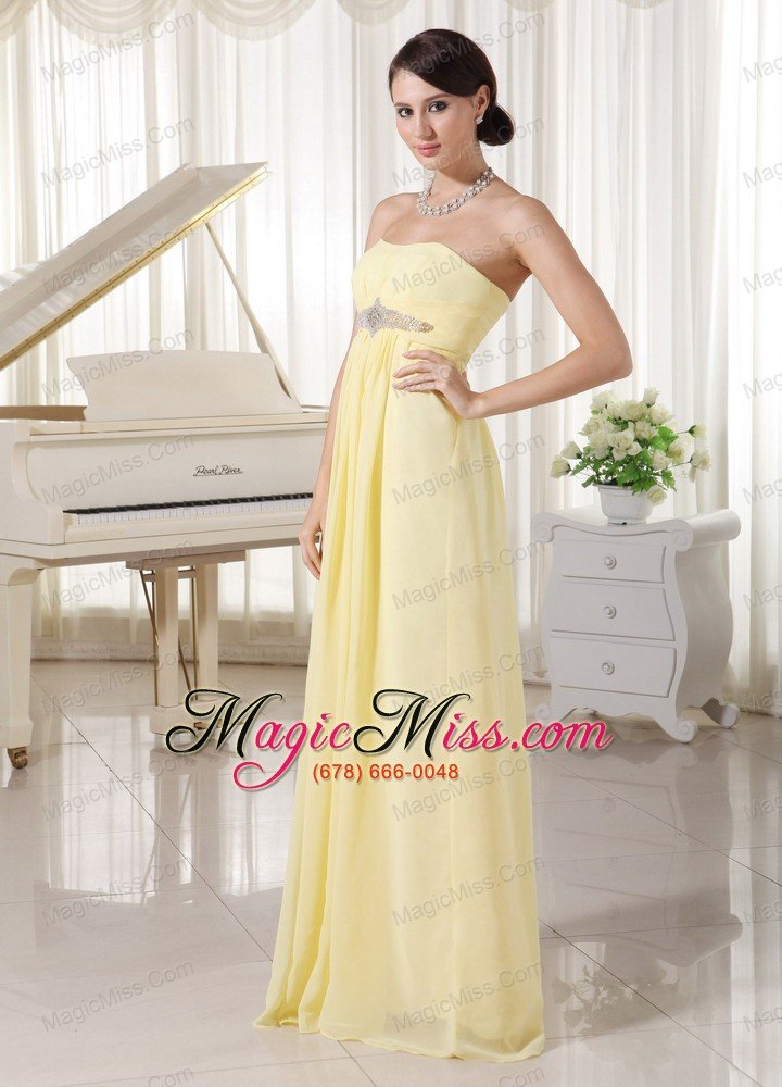 wholesale light yellow chiffon beaded empire prom / evening dress for new arrival