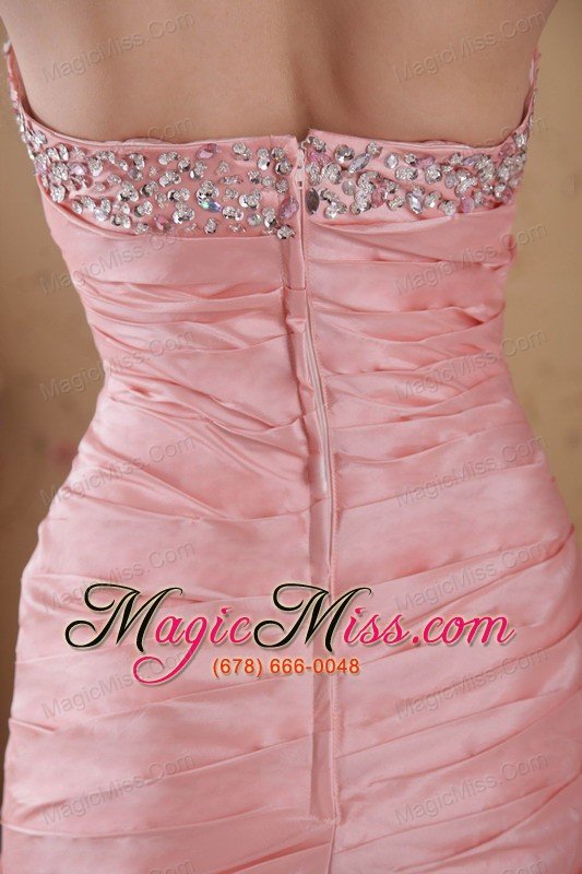 wholesale baby pink column sweetheart floor-length taffeta beading and ruch prom / celebrity dress