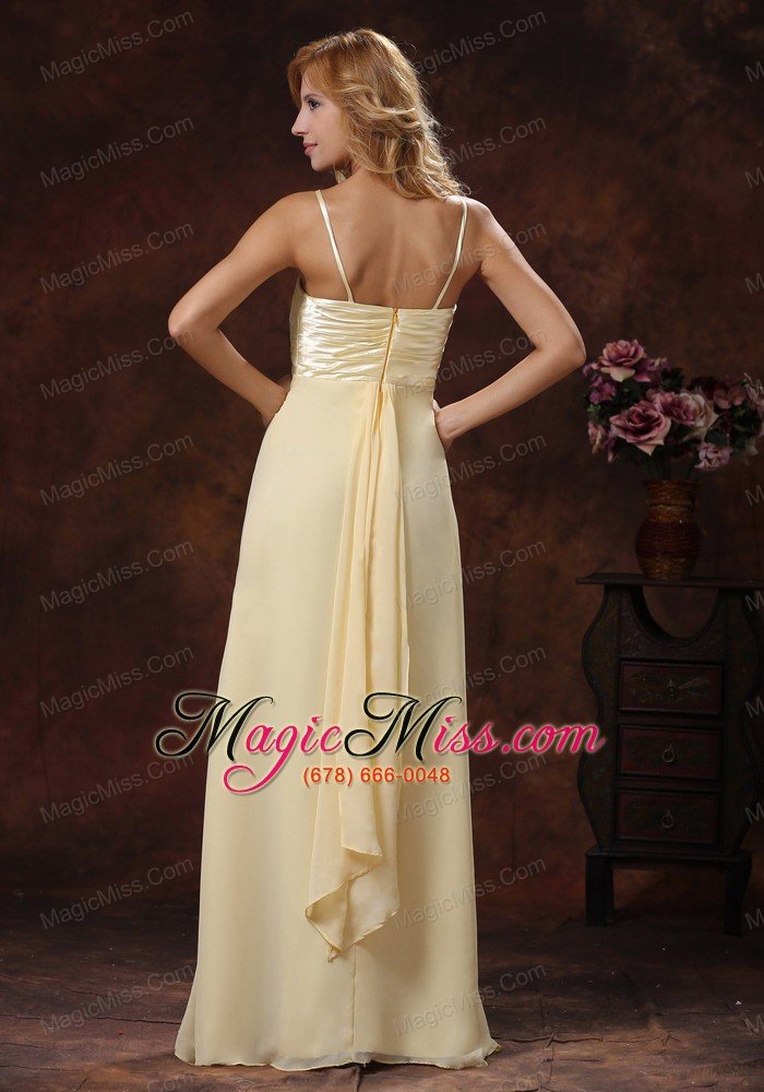 wholesale 2013 light yellow straps ruched bodice discount prom dress floor-length