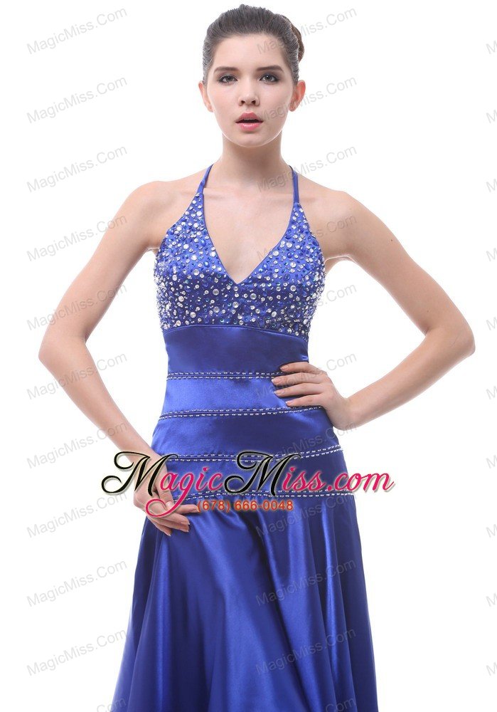 wholesale 2013 halter beaded a-line high-low for royal blue prom dress