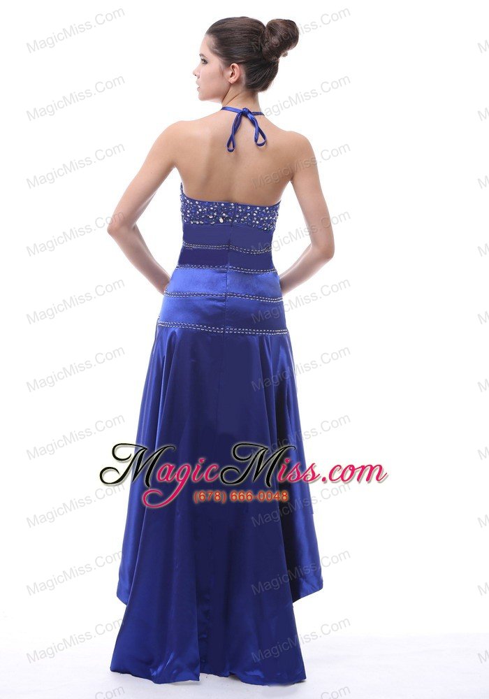 wholesale 2013 halter beaded a-line high-low for royal blue prom dress