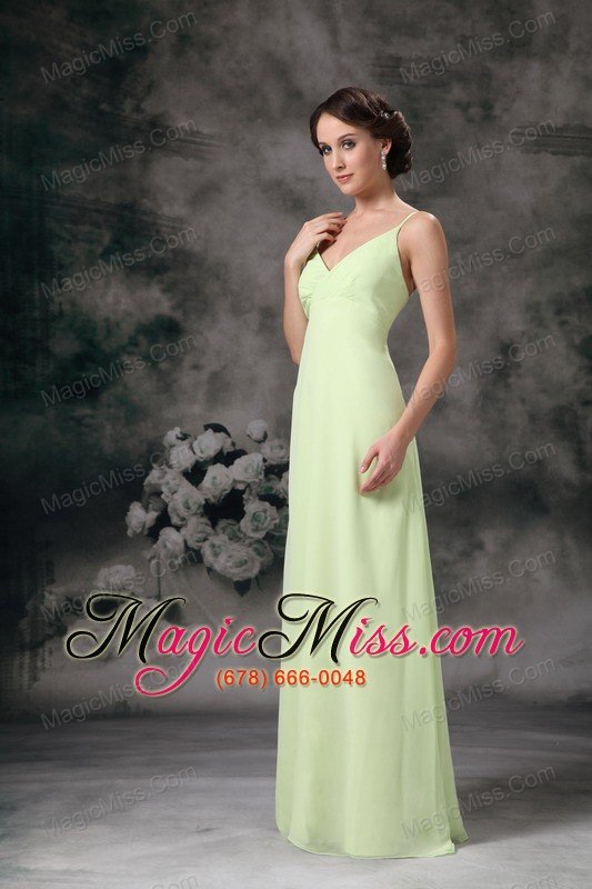 wholesale yellow green column straps floor-length chiffon prom / evening dress