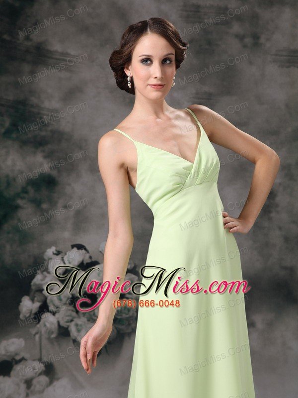 wholesale yellow green column straps floor-length chiffon prom / evening dress