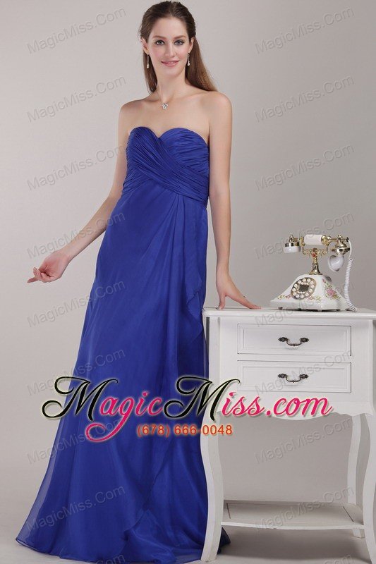wholesale royal blue empire floor-length sweetheart chiffon ruch prom dress