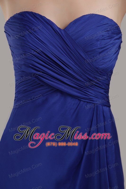 wholesale royal blue empire floor-length sweetheart chiffon ruch prom dress