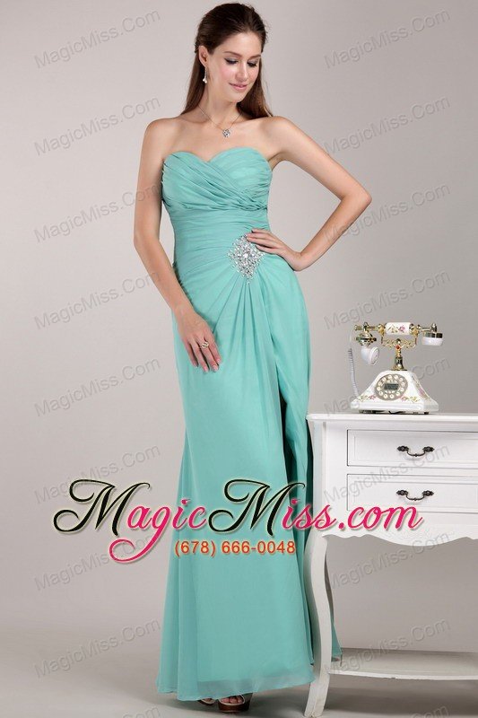 wholesale light blue empire sweetheart floor-length chiffon beading prom dress