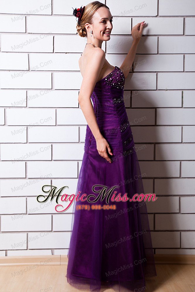 wholesale purple a-line sweetheart beading prom dress tulle and taffeta floor-length