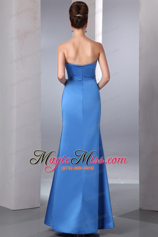 wholesale blue column strapless ankle-length taffeta beading prom dress