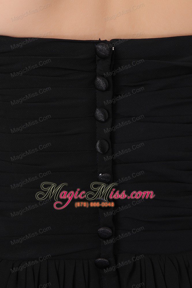 wholesale black empire strapless floor-length chiffon hand made flowers prom / evening dress
